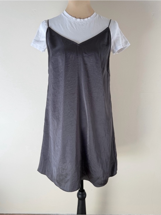 Wilfred Dresses & Skirts - Wilfred Free Gray Satin Slip Mini Dress Strappy Minimalist Size Small